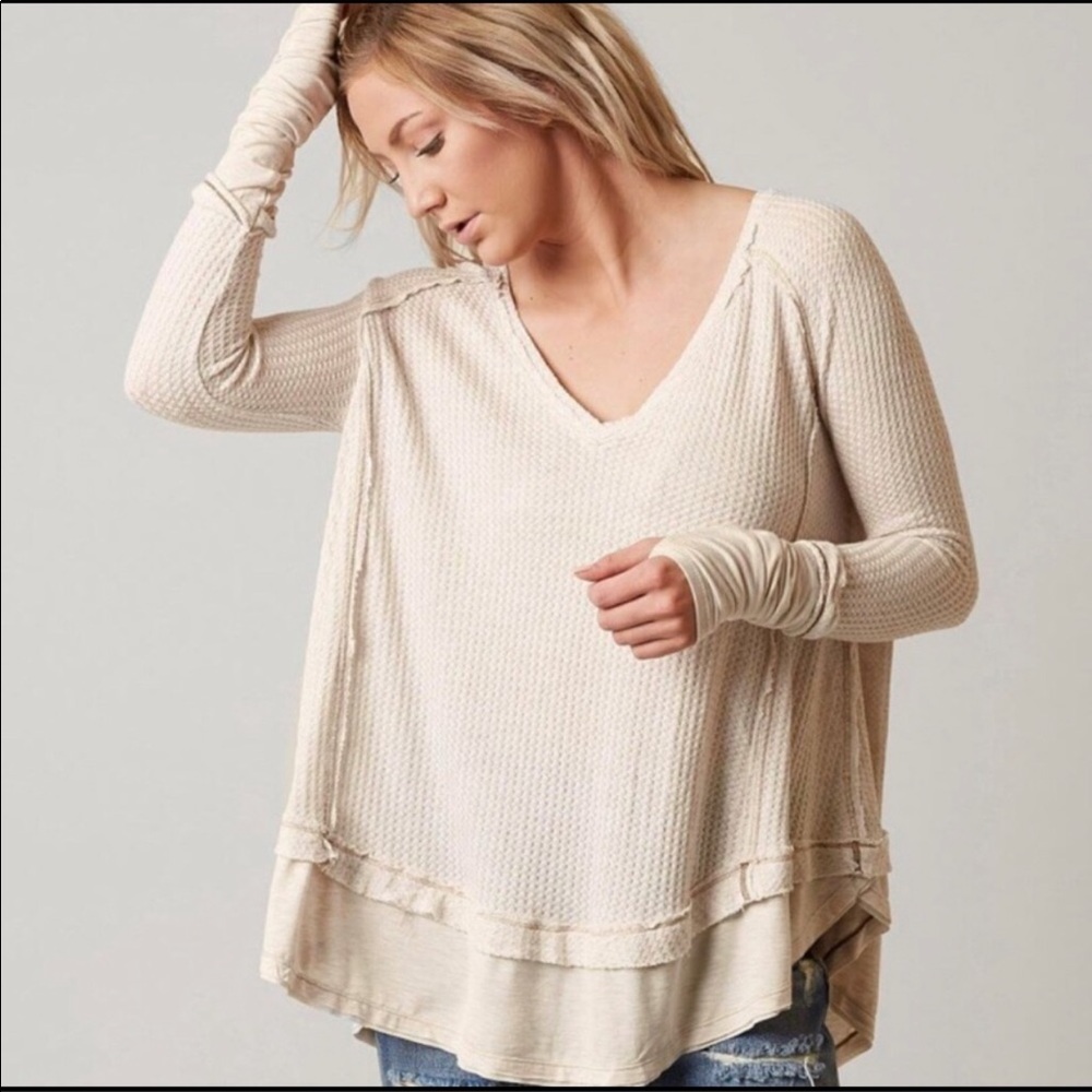 Free People cream colored thermal